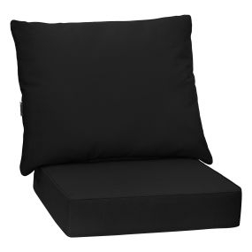 Juego de 2 Cojines para Patio con Cintas Antideslizantes Desmontables Relleno Suave para Sofá Sala de Estar Negro