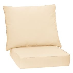 Juego de 2 cojines para patio beige con cintas antideslizantes y relleno suave desmontable