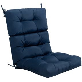Cojín para silla de respaldo alto antideslizante engrosado de poliéster transpirable azul marino