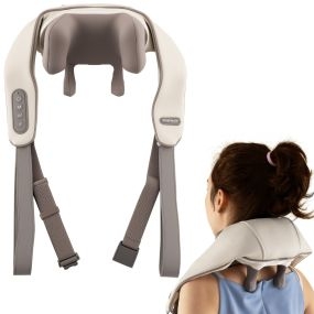 Masajeador de cuello y hombros Shiatsu de tejido profundo con 2 niveles de calor beige