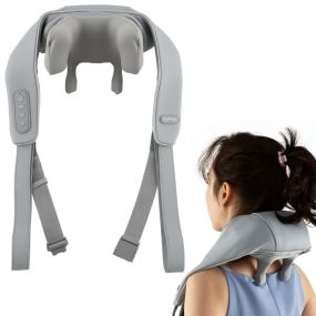 Masajeador de cuello y hombros Shiatsu de amasamiento profundo con 2 niveles de calor gris