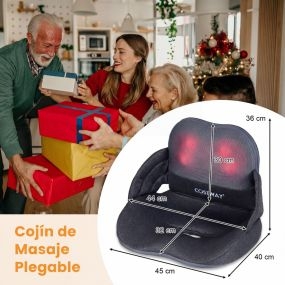 Masajeador lumbar shiatsu con calor plegable y compresión de aire gris