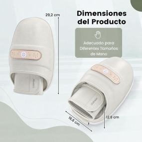 Masajeador de Manos con Compresión de Aire Calor Ajustable 6 Niveles Temporizador sin Cables Indicador de Batería 29,5 x 17 x 13 cm Blanco