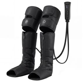 Botas de presoterapia para piernas con compresión de aire, calor, 6 modos, 3 intensidades, 95 cm, negro