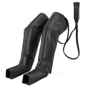 Botas de presoterapia para piernas con compresión ajustable, calor, pantalla LCD, 6 modos, 90 cm, negro