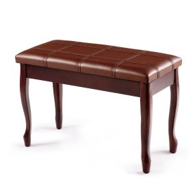 Taburete de Madera para Piano con Cojín Acolchado y Compartimiento para Libros y Accesorios Marrón 75 x 35 x 49 cm