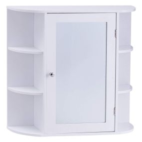Armario con espejo de baño de pared con estante 65x17x63 cm blanco