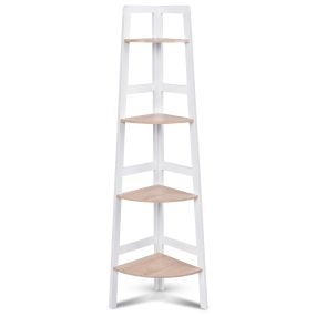 Estantería con 4 Niveles Estantes de Madera para Flores y Plantas Librería de Esquina para Jardín Hogar Oficina 32 x 32 x 138 cm Blanco