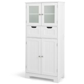 Armario de almacenamiento de piso con 4 puertas, 2 cajones y estantes 60 x 30 x 128 cm blanco
