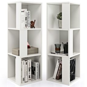 Juego de 2 Librerías Independiente de 3 Niveles Estantería de Exhibición Asimétrica con 6 Compartimientos 66 x 33 x 100,5 cm Blanco