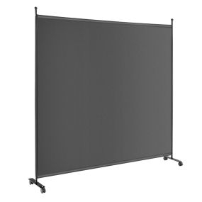 Separador de ambientes de panel único con ruedas bloqueables 184 x 30 x 184 cm gris