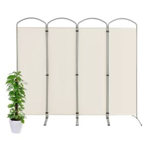 Biombo plegable de 4 paneles de tela blanco 221 x 51 x 188 cm para porche, oficina y sala de estar