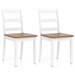 Juego de 2 Sillas de Comedor con Patas de Madera de Caucho Respaldo Alto Curvado Silla de Cocina sin Brazos para Hogar Restaurante Marrón
