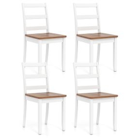 Juego de 4 Sillas de Comedor con Patas de Madera de Caucho Respaldo Alto Curvado Silla de Cocina sin Brazos para Hogar Restaurante Marrón