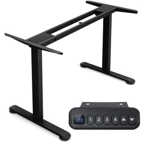 Estructura eléctrica para escritorio con doble motor regulable en altura y ancho negro