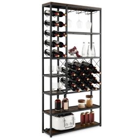 Botellero Industrial para 27 Botellas con Diferentes Compartimentos para Vino 3 Filas de Portavasos en Cocina Comedor 81 x 23 x 166 cm