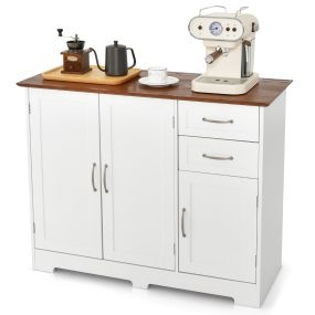 Mueble auxiliar de cocina con 2 puertas, 2 cajones, estante ajustable, blanco, 100 x 40 x 78 cm
