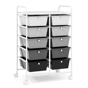 Carrito Móvil Multiusos con 10 Cajones Organizador de Herramientas para Álbumes de Recortes Sobre Ruedas 65,5 x 37 x 87 cm-Gris