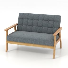 Butaca de salón moderna 2 plazas tapizada en lino transpirable gris 72 x 114 x 77 cm