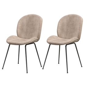 Juego de 2 Sillas de Comedor con Respaldo y Base de Metal Sillas de Terciopelo para Cocina Sala de Estar y Dormitorio 49 x 65 x 87 cm Café