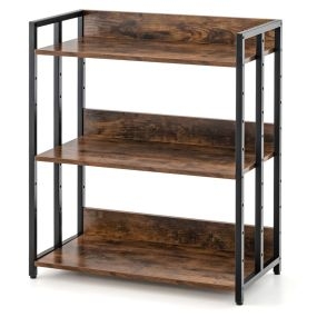 Estantería Industrial de 3 Niveles con Dispositivo Antivuelco Estantes Ajustables y Marco de Metal para Cocina 70 x 35 x 81 cm Marrón