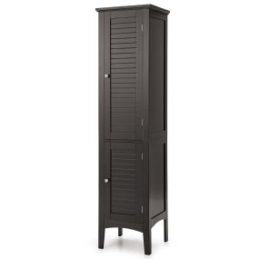 Armario alto de baño de 5 niveles 37 x 37 x 160 cm marrón