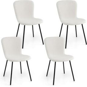 Juego de 4 Sillas Cosméticas Set de Silla Tapizada Moderna con Respaldo Patas de Metal para Sala de Estar Comedor 47 x 58 x 86 cm Beige