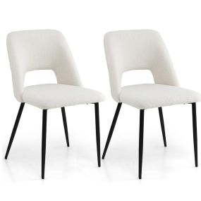 Juego de 2 Sillas Tapizada de Bar para Cocina con Altura de Mostrador de 2 Piezas Patas de Metal Respaldo Hueco 48,5 x 57 x 85 cm Beige