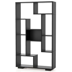 Librería Geométrica Abierta Estantería Moderna con Kits Antivuelco de Madera para Salón Dormitorio 70 x 20 x 120cm Negro