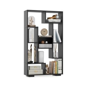 Librería geométrica con kits antivuelco, estante abierto independiente, 70 x 20 x 120 cm, negro