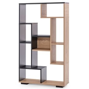 Estantería geométrica moderna de madera con estantes abiertos y kit antivuelco 70 x 20 x 120 cm