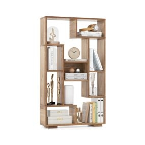 Librería geométrica independiente con kits antivuelco 70 x 20 x 120 cm natural
