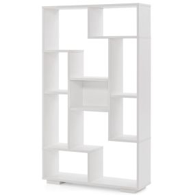 Estantería Geométrica Moderna de Madera con Estantes Abiertos Kits Antivuelco para Sala de Estar Oficina Casa 70 x 20 x 120 cm Blanco