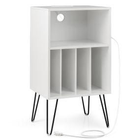 Soporte para tocadiscos de 3 niveles con estación de carga y 4 divisores, blanco 48 x 40 x 88 cm