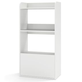 Estantería con Cajón Librería Independiente con Estante Abierto de 3 Niveles Estante para Sala de Estar Estudio Cocina Oficina-Blanco