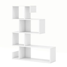 Estantería Geométrica en Forma de S de 5 Niveles con Cubos Abiertos Kits Antivuelco Estante de Almacenamiento Independiente Blanco