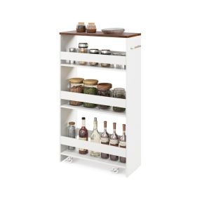 Carrito de Almacenamiento Rodante de 4 Niveles con Ruedas y Estantes Abiertos y Manija para Cocina Baño 47,5 x 20 x 80,5 cm Blanco