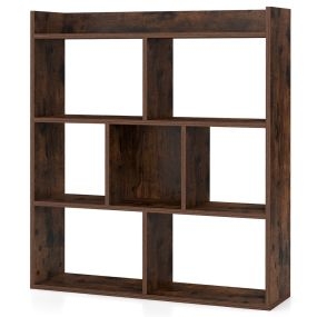 Estantería Abierta de 7 Cubos de Madera con Dispositivos Antivuelco Estante Organizador de Piso para Dormitorio Sala de Estar Café