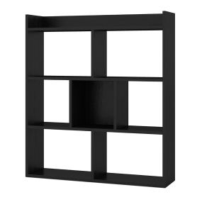 Estantería Abierta de 7 Cubos de Madera con Dispositivos Antivuelco Estante Organizador de Piso para Dormitorio Sala de Estar Negro