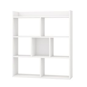 Estantería Abierta de 7 Cubos de Madera con Dispositivos Antivuelco Estante Organizador de Piso para Dormitorio Sala de Estar Blanco