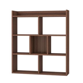 Estantería Abierta de 7 Cubos de Madera con Dispositivos Antivuelco Estante Organizador de Piso para Dormitorio Sala de Estar Marrón