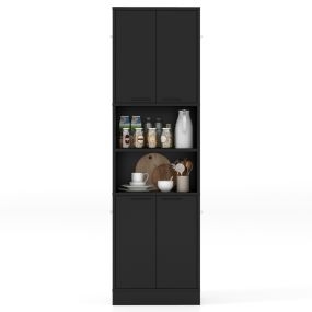 Armario de Despensa para Cocina Armario Independiente de 190 cm Alto con Puertas y Estantes Aparador para Comedor Salón Baño Negro