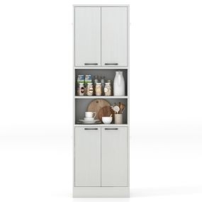 Armario de Despensa para Cocina Armario Independiente de 190 cm Alto con Puertas y Estantes Aparador para Comedor Salón Baño Roble Blanco