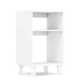 Mesa Auxiliar de 3 Niveles Mesita de Noche con Estantes de Almacenamiento Patas Elevadas Estructura Estable 39,5 x 29,5 x 65 cm Blanco