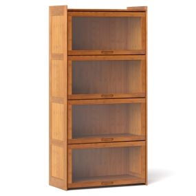 Librero de 4 niveles de bambú 140 cm con puertas acrílicas marrón