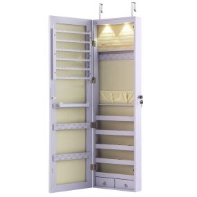 Espejo de Joyería con LED para Colgar para Joya Organizador de Puerta o Pared con Llave 36 x 10 x 120 cm Púrpura
