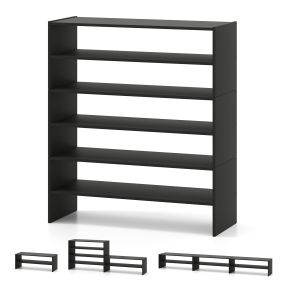 Estante para zapatos negro de madera modular apilable 78 x 30 x 89 cm