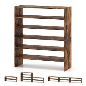 Estante para zapatos marrón de madera apilable modular 78 x 30 x 89 cm