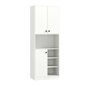 Armario de Almacenaje de Despensa para Cocina Alto de 166 cm con Soporte para Microondas Aparador Buffet con Puertas y Estantes Blanco