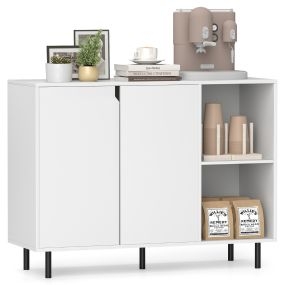 Aparador de Buffet de 106 cm Armario de Almacenamiento Moderno para Cocina con 2 Puertas y Estantes Armario de Café Bar para Comedor Blanco